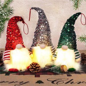 3 Set Lighted Christmas Gnomes, Light Up Tomte Plush Elf, Battery Operated